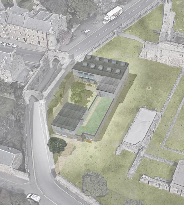 Bird's-eye view of The Pends site with proposal