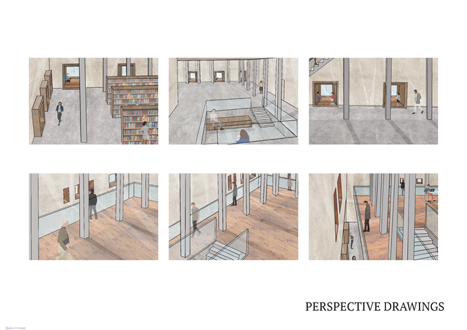 AB210: Interior Perspective Views of Library