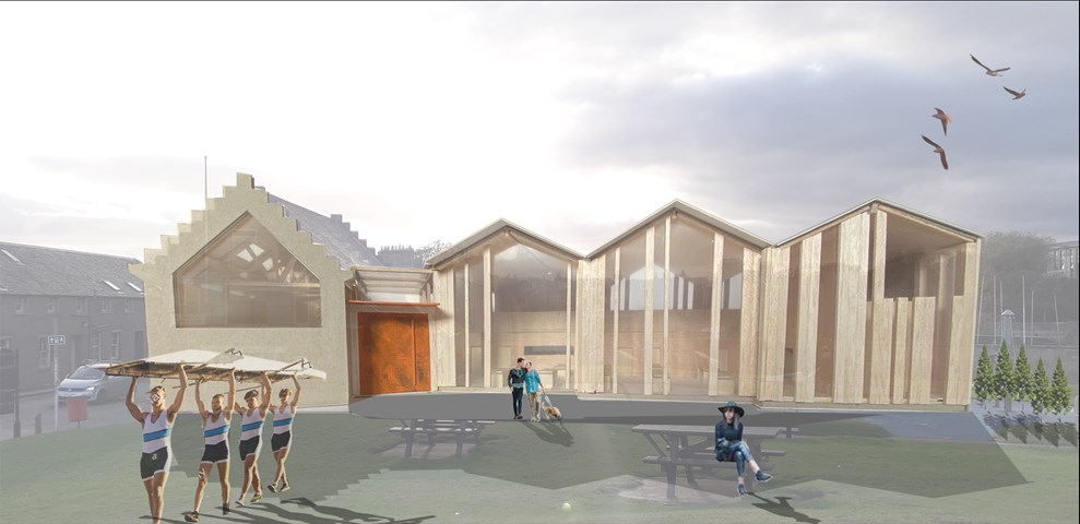 Exterior view of Sailing Club design in context