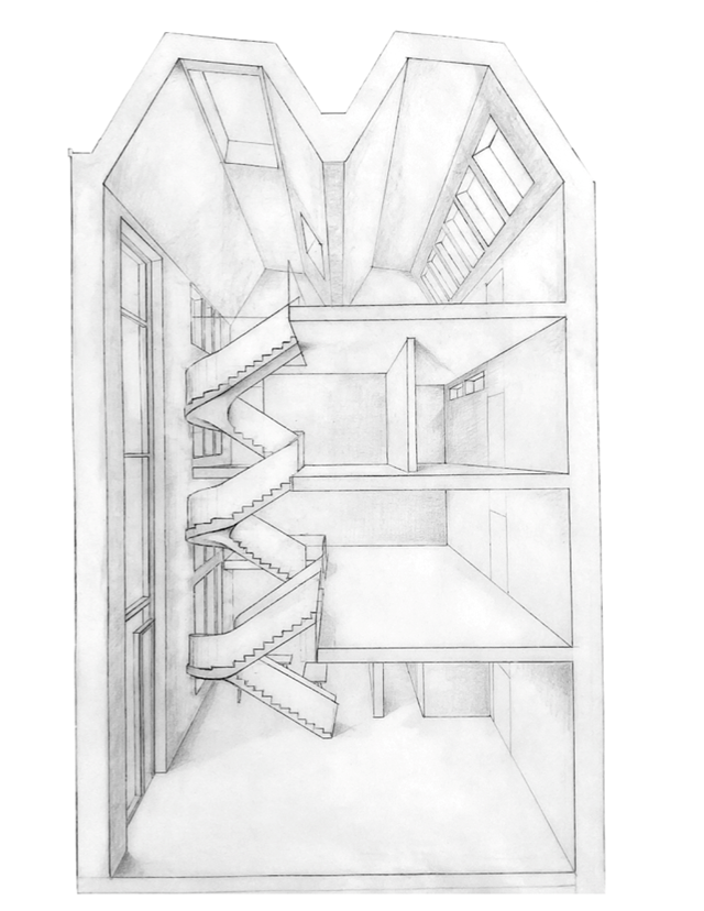 Perspective section of Norfolk Street Gallery - Final project 