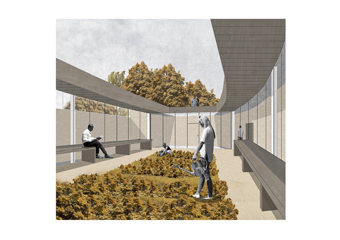 Rendering of the central courtyard