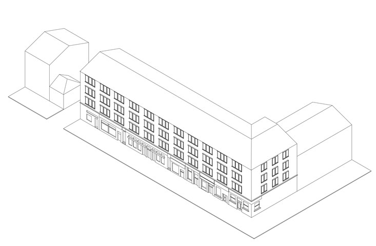 Axonometric of Glasgow Tenements