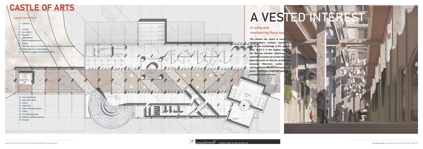 Castle of Arts | Courtyard (lower) Level Plan & Visual