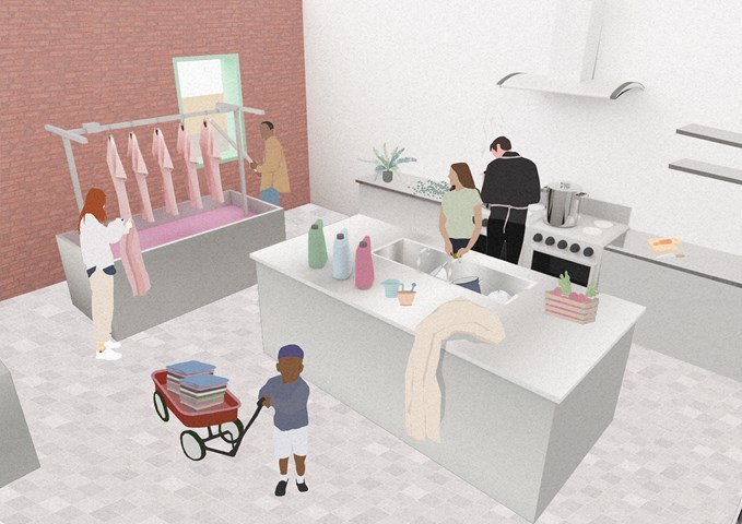 Dyeing Kitchen Internal View Illustration